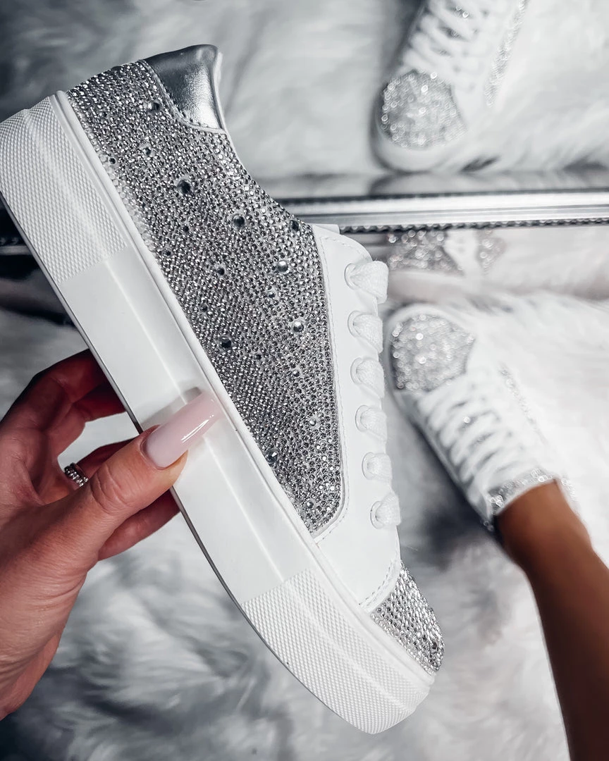 Bar T Boutique Zeno Rhinestone Sneakers - White 1 Bar T Boutique Zeno Rhinestone Sneakers - White