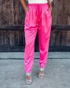 Bar T Boutique LLC What's New! Satin Chic Joggers - Pink