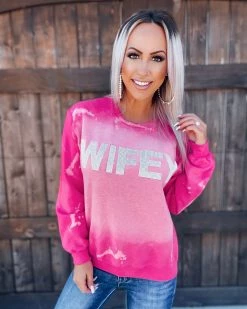 Bar T Boutique Glamorous WIFEY Sweatshirt - Pink What's New!