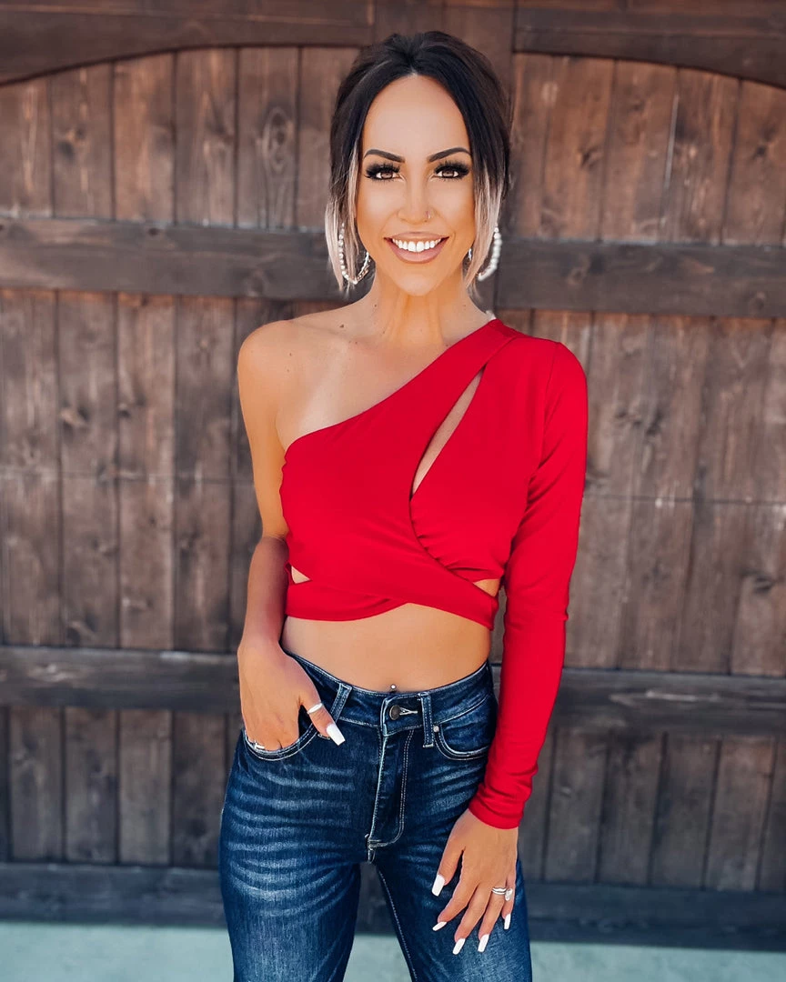 Bar T Boutique For The Thrill Cutout Crop Top - Red 1 Bar T Boutique For The Thrill Cutout Crop Top - Red