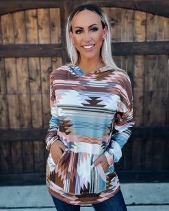 Bar T Boutique Day & Night Aztec Hoodie Tops