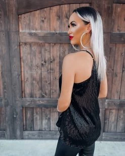 Bar T Boutique Delilah Sequin Tank Top - Black What's New!
