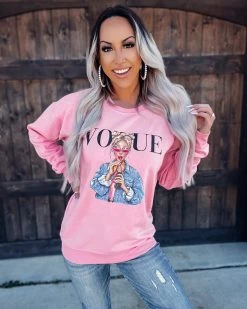 Bar T Boutique LLC Vogue Sweatshirt - Pink What's New!