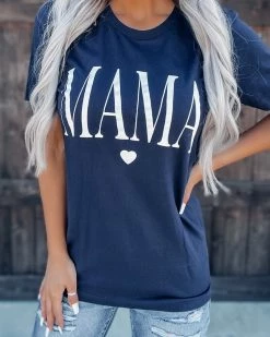 Bar T Boutique LLC Mama Heart Tee - Navy Blue What's New!