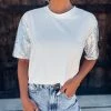 Bar T Boutique LLC What's New! Dress It Up Sequin Sleeve Top - White
