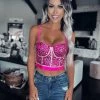 Bar T Boutique LLC Chasing Goals Embellished Bustier Top - Fuchsia