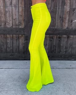 Bar T Boutique What's New! Flare It Out Bell Bottoms - Neon Yellow