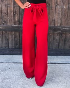 Bar T Boutique LLC Signature Tie Flare Pants - Red