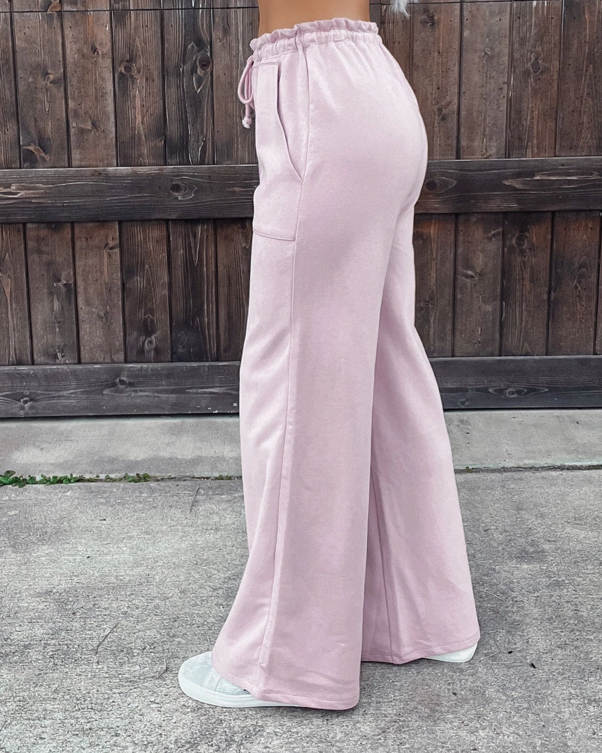 Bar T Boutique LLC Time To Chill Ruffle Waist Sweat Pants - Lavender 2 Bar T Boutique LLC Time To Chill Ruffle Waist Sweat Pants - Lavender