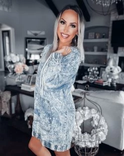 Bar T Boutique Effortless Denim Hooded Dress