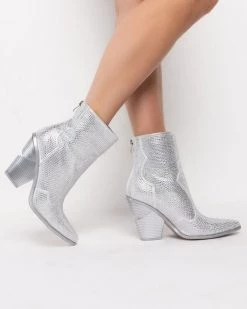 Bar T Boutique LLC Soulard Rhinestone Booties - Silver