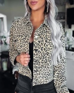 Bar T Boutique Outerwear Just What You Need Leopard Denim Jacket