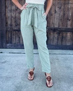 Bar T Boutique Spring Air Woven Pants - Sage