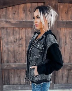 Bar T Boutique What's New! All You Need French Terry Hooded Jacket - Black