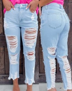Bar T Boutique Bottoms Rebellious Heavy Distressed Jeans
