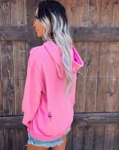 Bar T Boutique LLC Shabby Distressed Hoodie - Pink What's New!