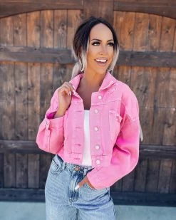 Bar T Boutique LLC Ready To Slay Rhinestone Denim Jacket - Pink 3 Bar T Boutique LLC Ready To Slay Rhinestone Denim Jacket - Pink