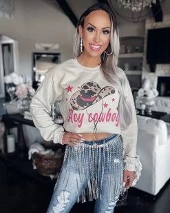 Bar T Boutique What's New! Hey Cowboy Sweatshirt - Sand