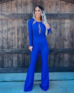 Bar T Boutique Pop The Prosecco Jumpsuit - Royal Blue What's New!