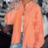Bar T Boutique LLC Summer Fun Distressed Shacket - Neon Orange What's New!