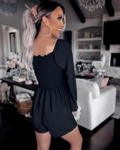 Bar T Boutique LLC Little London Smocked Romper - Black What's New!