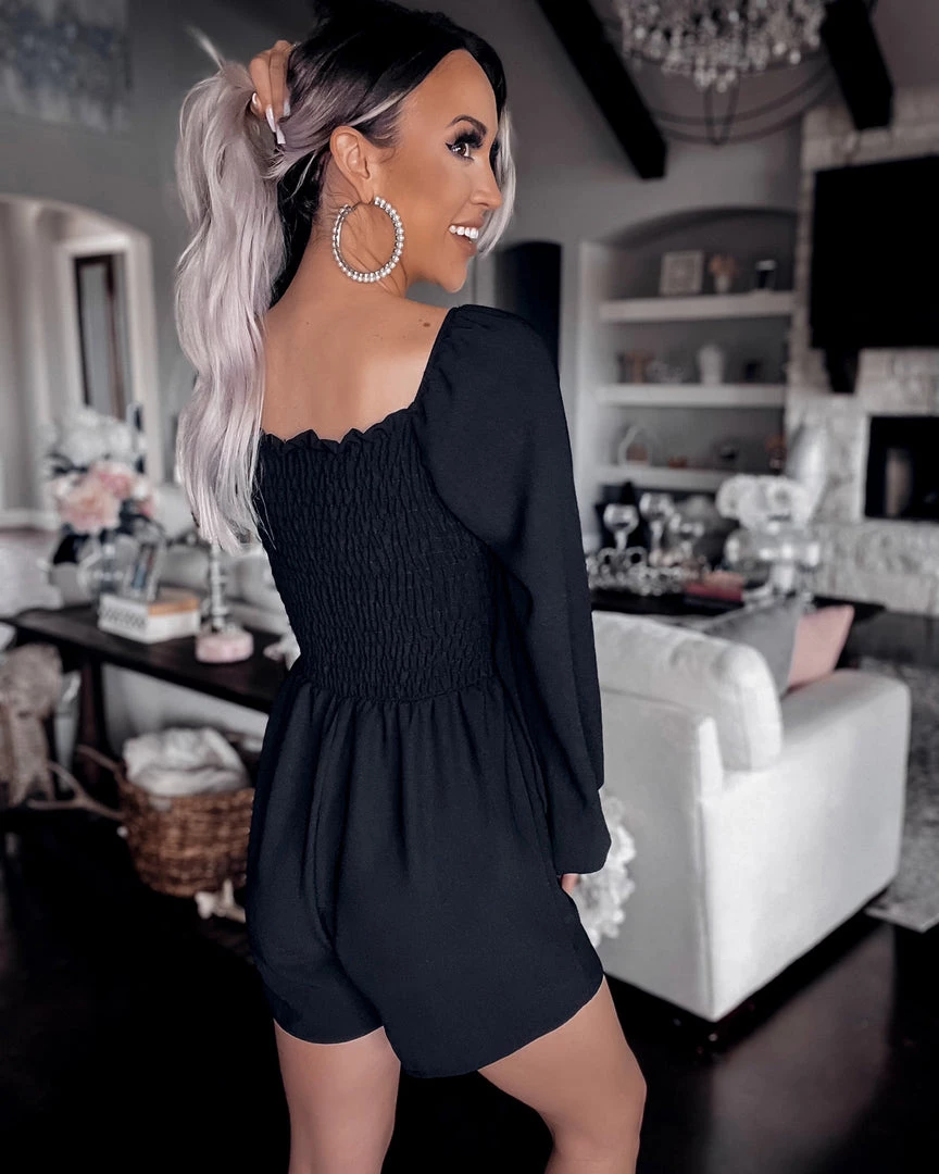 Bar T Boutique LLC Little London Smocked Romper - Black What's New! 2 Bar T Boutique LLC Little London Smocked Romper - Black What's New!