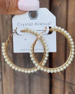 Bar T Boutique Pearl Hoop Earrings