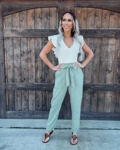 Bar T Boutique Spring Air Woven Pants - Sage