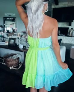 Bar T Boutique LLC What's New! Spotlight Two-Tone Dress - Lime/Mint