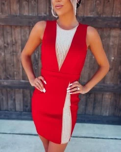 Bar T Boutique LLC Mi Amour Rhinestone Dress - Red