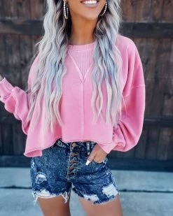 Bar T Boutique Nothin' To Lose French Terry Crop Top - Pink