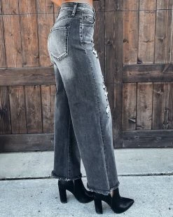 Bar T Boutique Bottoms Vintage Distressed Wide Leg Jeans