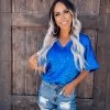 Bar T Boutique LLC What's New! Love Beyond Measure Satin Leopard Top - Royal Blue