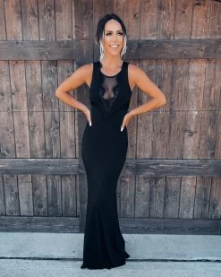 Bar T Boutique LLC What's New! Crowd Pleaser Mesh Maxi - Black