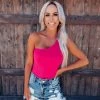 Bar T Boutique LLC Summer Break One Shoulder Bodysuit - Fuchsia