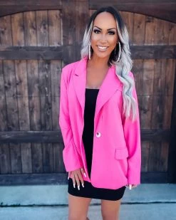 Bar T Boutique Strong Minded Boyfriend Blazer - Pink