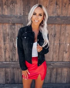 Bar T Boutique LLC What's New! Designer Babe Denim Jacket - Red