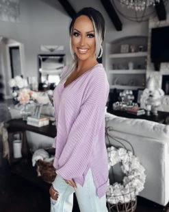 Bar T Boutique What's New! Just For Fun Ribbed Top - Lavender