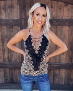Bar T Boutique Different Direction Spotted Lace Tank