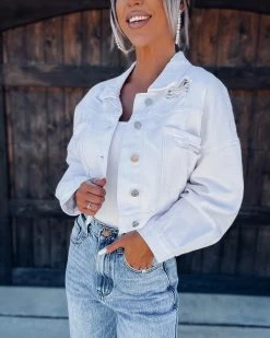 Bar T Boutique LLC Ready To Slay Rhinestone Denim Jacket - White 3 Bar T Boutique LLC Ready To Slay Rhinestone Denim Jacket - White