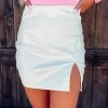 Bar T Boutique LLC Rockstar Slit Leather Skirt - Ivory What's New!