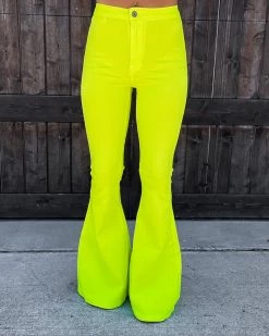 Bar T Boutique What's New! Flare It Out Bell Bottoms - Neon Yellow