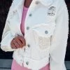 Bar T Boutique LLC Stage Of Love Sequin Denim Jacket - Ivory