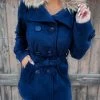 Bar T Boutique Navy Fur Collared Coat
