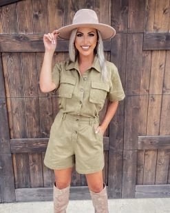 Bar T Boutique Rompers + Jumpsuits Down Under Romper - Olive