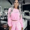 Bar T Boutique LLC Bellami Velour Hoodie Set - Candy Pink