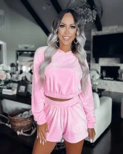 Bar T Boutique LLC Bellami Velour Hoodie Set - Candy Pink