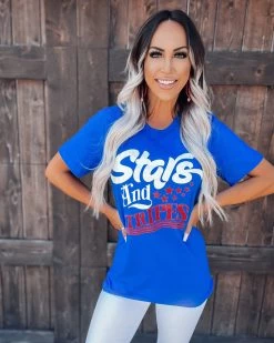Bar T Boutique LLC Stars & Stripes Graphic Tee - Royal Blue What's New!