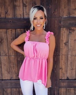 Bar T Boutique Sweet Magnolia Ruffle Sleeve Tank - Pink
