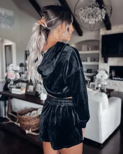 Bar T Boutique LLC Bellami Velour Hoodie Set - Black